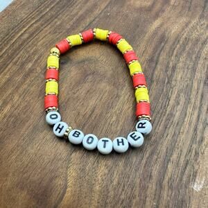 Bounding Bracelet Winnie Pooh Handmade Red Yellow Clay Parks Bother Hunny Bear
